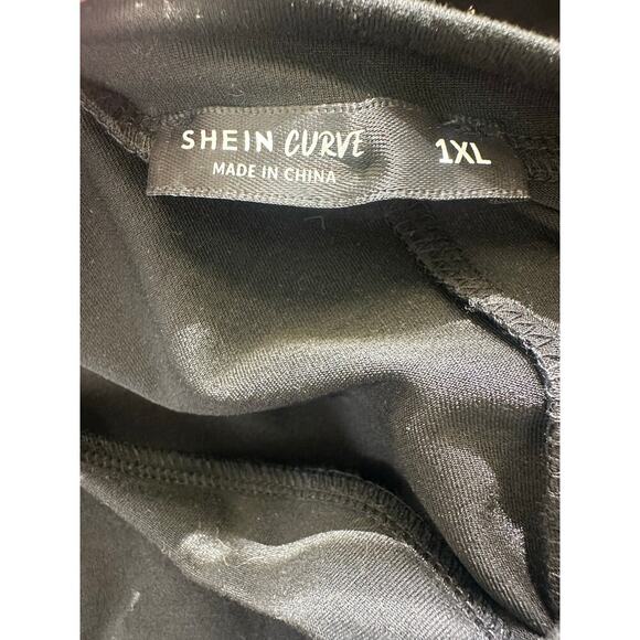 Shein Curve Black Blouse with Striped Puff Sleeves – 1XL - Picture 5 of 5